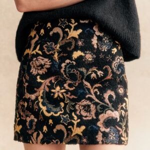 Sezane Malia Skirt, Midnight Blue Jacquard